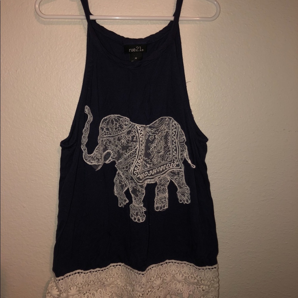 Elephant tank top with lace detail